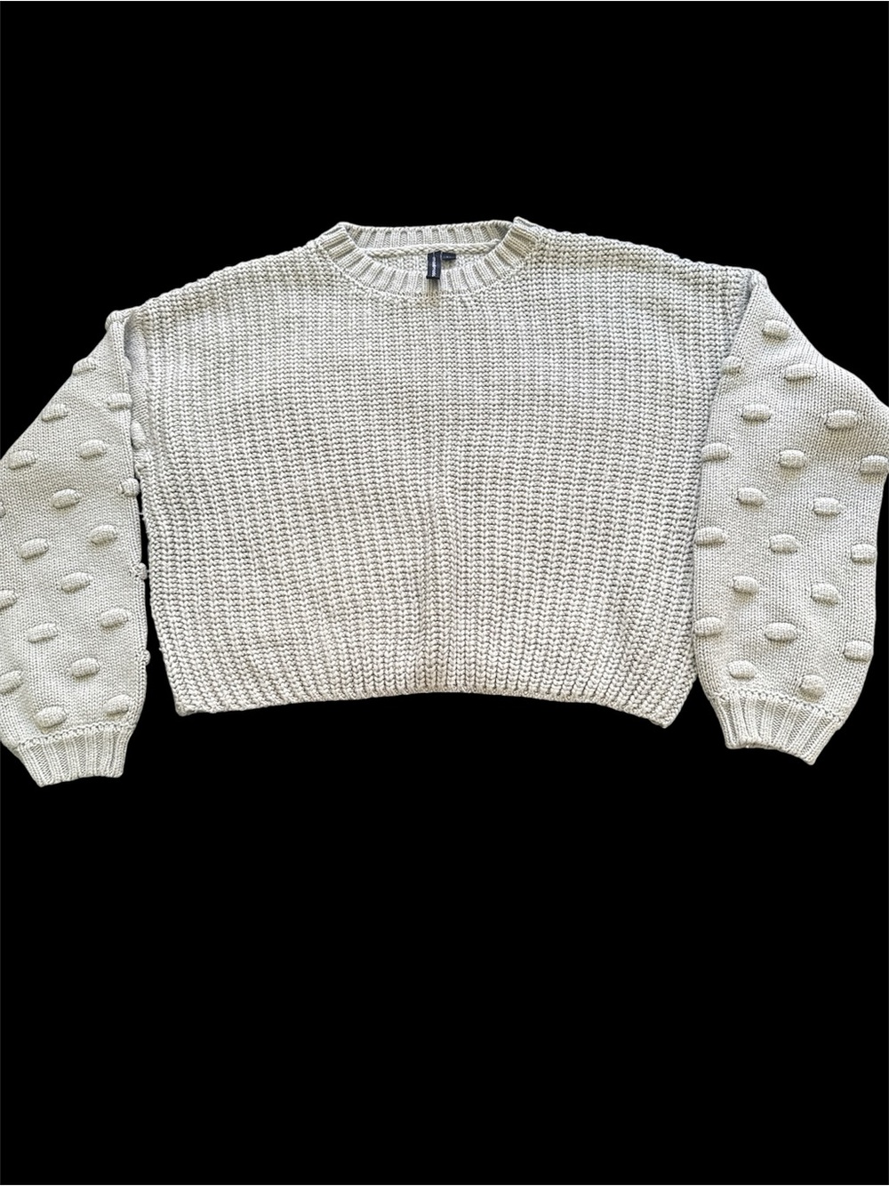 moon & madison light green  Bobble-Sleeve Crewneck Sweater